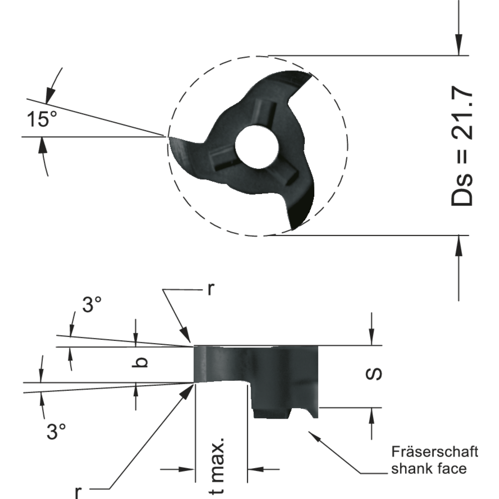 Schneideinsatz Z22.0200.02 Nutenfräsen, b=2,0mm/ tmax=4,5mm HC8620